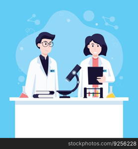 Scientists men and woman working at science lab Vector Image