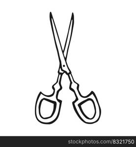 Scissor for sewing. Hand drawn illustration converted to vector.