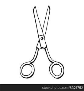 Scissor for sewing. Hand drawn illustration converted to vector.
