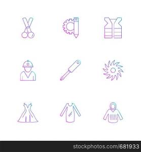 scissor , gear , pencil , life guard , skiirts , hardware , tools ,labour , constructions , icon, vector, design, flat, collection, style, creative, icons , electronics ,