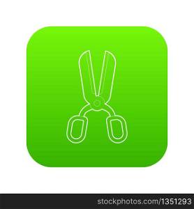 Scissor icon green vector isolated on white background. Scissor icon green vector