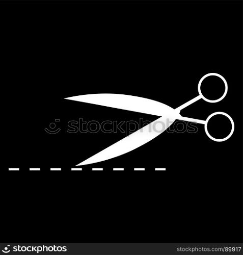 Scissor with cut line icon .