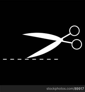 Scissor with cut line icon .