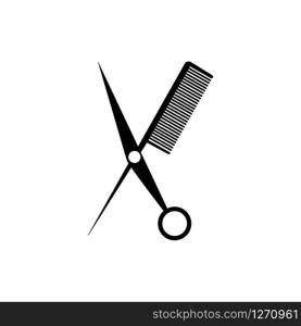 scissors and comb illustration logo vector