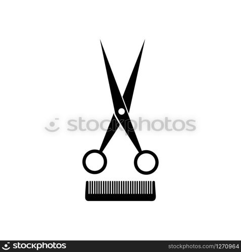 scissors and comb illustration logo vector