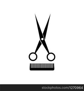 scissors and comb illustration logo vector