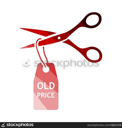 Scissors Cut Old Price Tag Icon. Flat Color Ladder Design. Vector Illustration.