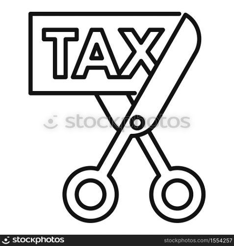 Scissors cut tax icon. Outline scissors cut tax vector icon for web design isolated on white background. Scissors cut tax icon, outline style