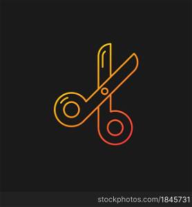 Scissors gradient vector icon for dark theme. Paper cutting tool. Office shearing equipment. Stationery for school. Thin line color symbol. Modern style pictogram. Vector isolated outline drawing. Scissors gradient vector icon for dark theme