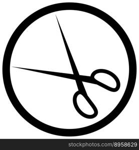 Scissors icon black white. Sign hairdresser tool scissors. Vector flat design illustration. Scissors icon black white vector