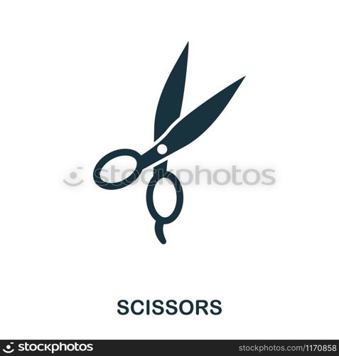 Scissors icon. Flat style icon design. UI. Illustration of scissors icon. Pictogram isolated on white. Ready to use in web design, apps, software, print. Set vector transport icons collection in flat design. City transport, vihecles, auto, air baloon, rocket for web design, presentations and mobile apps. City transport icons set on white background.