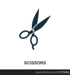 Scissors icon. Flat style icon design. UI. Illustration of scissors icon. Pictogram isolated on white. Ready to use in web design, apps, software, print. Set vector transport icons collection in flat design. City transport, vihecles, auto, air baloon, rocket for web design, presentations and mobile apps. City transport icons set on white background.