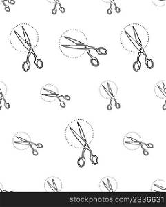 Scissors Icon Seamless Pattern, Cutting Scissors Vector Art Illustration