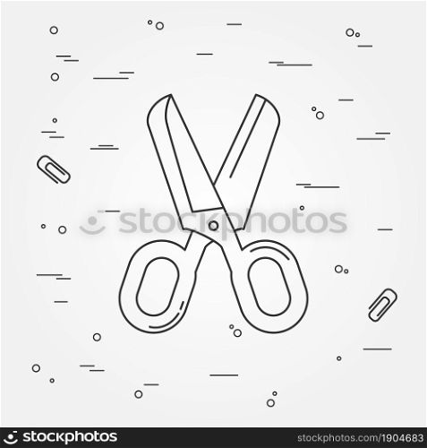 Scissors icon thin line for web and mobile, modern minimalistic flat design. Vector dark grey icon on light grey background.