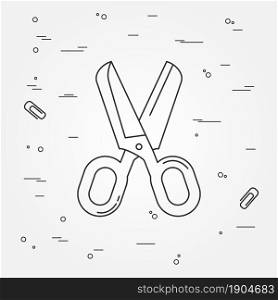 Scissors icon thin line for web and mobile, modern minimalistic flat design. Vector dark grey icon on light grey background.
