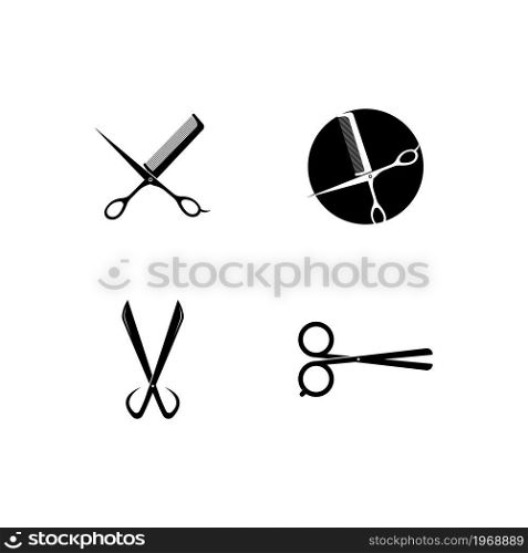 Scissors icon vector illustration. Hairdresser logo symbol.