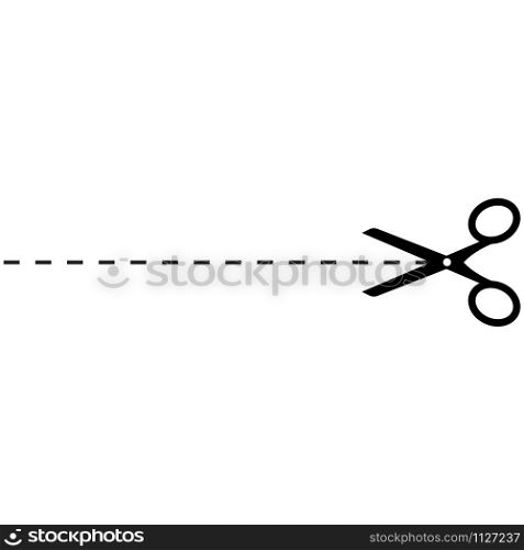 Scissors icon vector. Templates scissors cut along dotted lines. Scissors icon vector illustration on white