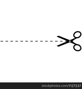 Scissors icon vector. Templates scissors cut along dotted lines. Scissors icon vector illustration on white