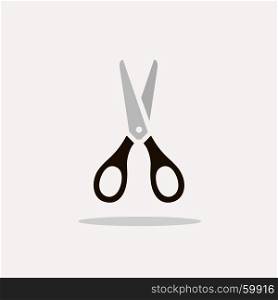 Scissors icon with shadow on a beige background