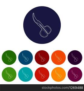 Scissors icons color set vector for any web design on white background. Scissors icons set vector color