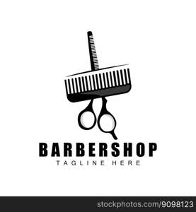 Scissors Logo Design, Barbershop Shaver Vector, Babershop Scissors Brand Illustration