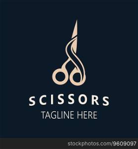 Scissors Logo Design Icon Template. Modern simp≤design. barbers tools and barbershop. Vector Illustration