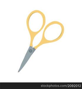 Scissors of paper shears. Cutting tool with round holes and blades. Flat vector illustration of stationery object isolated on white background.. Scissors of paper shears. Cutting tool with round holes and blades. Flat vector illustration of stationery object isolated on white background