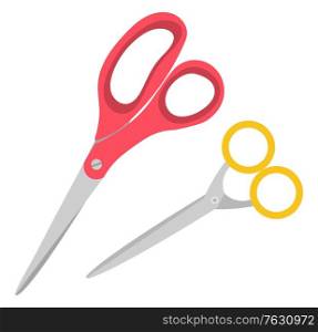 Scissors or cutting tool, school stationery supply vector. Pupils art lesson equipment, cut paper, sharp instrument with handles, schoolbag item, education. Office object. School Stationery Supply, Scissors or Cutting Tool