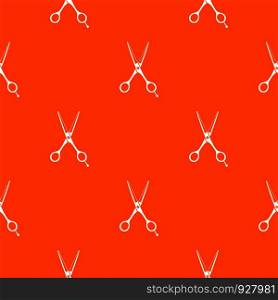 Scissors pattern repeat seamless in orange color for any design. Vector geometric illustration. Scissors pattern seamless