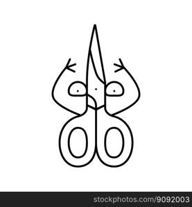 scissors school character line icon vector. scissors school character sign. isolated contour symbol black illustration. scissors school character line icon vector illustration