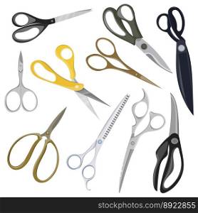 Scissors set a collection colored vector image