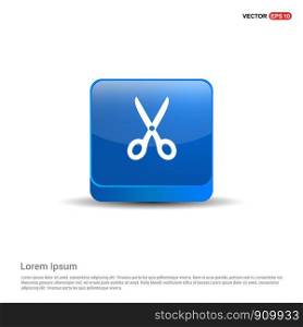 Scissors tool icon - 3d Blue Button.