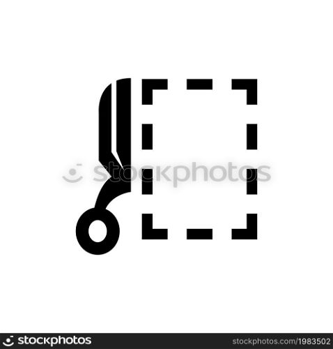 Scissors with Cut Lines. Flat Vector Icon illustration. Simple black symbol on white background. Scissors with Cut Lines sign design template for web and mobile UI element. Scissors with Cut Lines Vector Icon