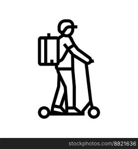 scooter courier line icon vector. scooter courier sign. isolated contour symbol black illustration. scooter courier line icon vector illustration