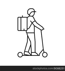 scooter courier line icon vector. scooter courier sign. isolated contour symbol black illustration. scooter courier line icon vector illustration