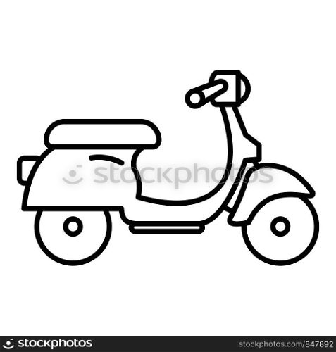 Scooter delivery icon. Outline scooter delivery vector icon for web design isolated on white background. Scooter delivery icon, outline style