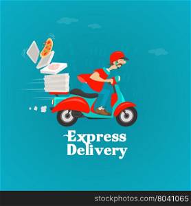 scooter express delivery. scooter express delivery theme vector art illustration