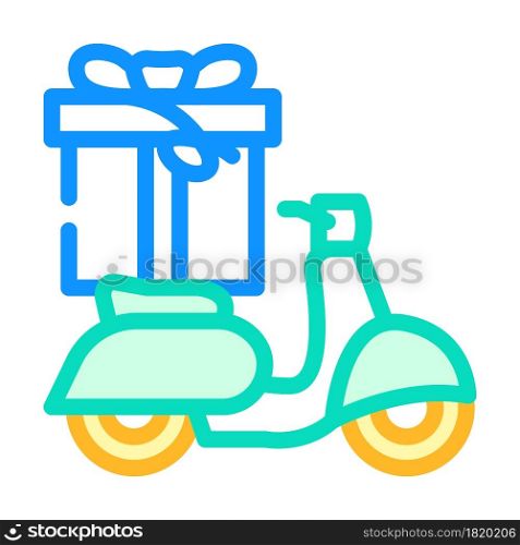 scooter gift color icon vector. scooter gift sign. isolated symbol illustration. scooter gift color icon vector illustration