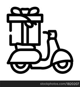scooter gift line icon vector. scooter gift sign. isolated contour symbol black illustration. scooter gift line icon vector illustration
