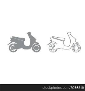 Scooter grey set icon .