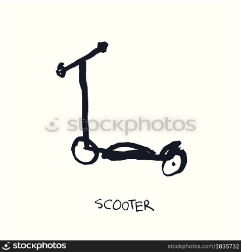 Scooter. Hand Drawn Illustration