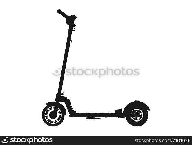 Scooter icon. Electric kick scooter silhouette on a white background. Side view. Flat vector.