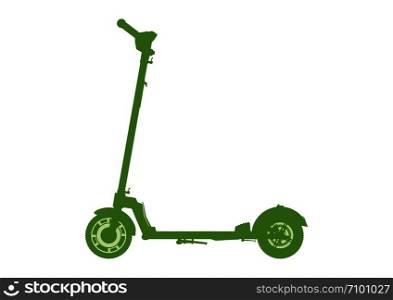 Scooter icon. Electric kick scooter silhouette on a white background. Side view. Flat vector.