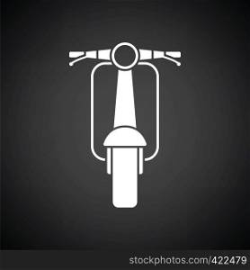 Scooter icon front view. Black background with white. Vector illustration.