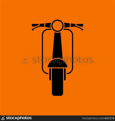 Scooter icon front view. Black on Orange background. Vector illustration.