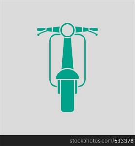 Scooter Icon Front View. Green on Gray Background. Vector Illustration.
