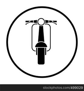 Scooter icon front view. Thin Circle Stencil Design. Vector Illustration.