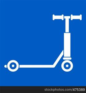 Scooter icon white isolated on blue background vector illustration. Scooter icon white
