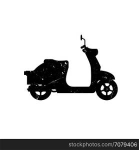 Scooter silhouette. Scooter black silhouette with grunge texture. Vector illustration.