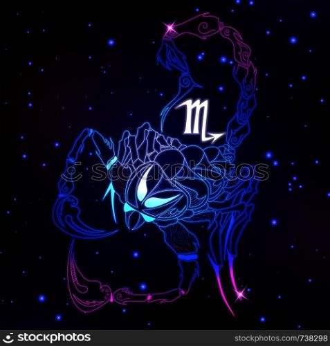 Scorpio zodiac sign, horoscope symbol, vector illustration